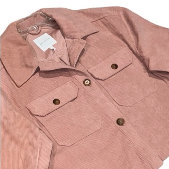 Avec Les Filles Rose Pink Corduroy Cropped Shacket Jacket Size Medium - Picture 8 of 15